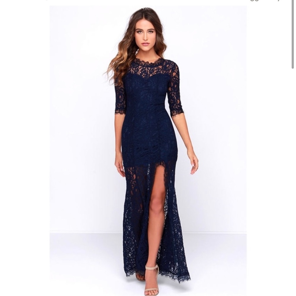 Lulus xs navy lace long dress
